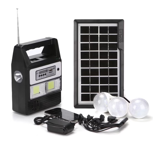 Kit solar GD-8216 Proiector Radio cu panou solar si 3 Becuri 